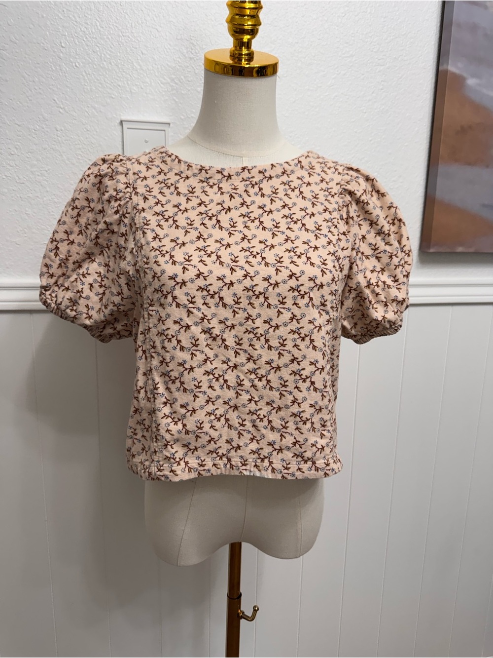 Madewell Peachy Puff Sleeve Floral Top